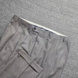 Canali Dress Trousers Mens 58R Grey 100% Pure Wool Pleated Cuffed Made in Italy